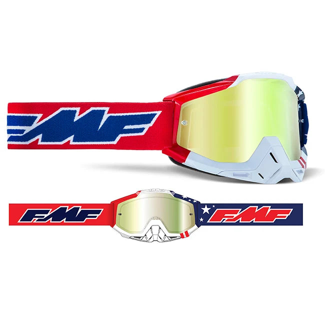 FMF PowerBomb Adult MX Goggle with GOLD Mirror Lens