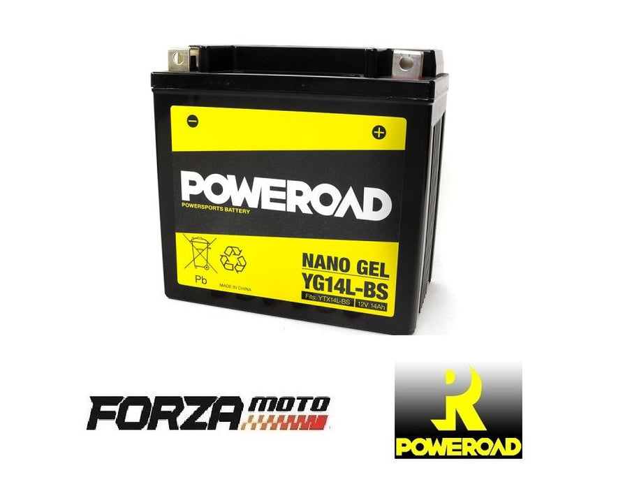 POWEROAD Nano Gel Motorcycle Battery - YG14L-BS (fits YTX14L-BS)