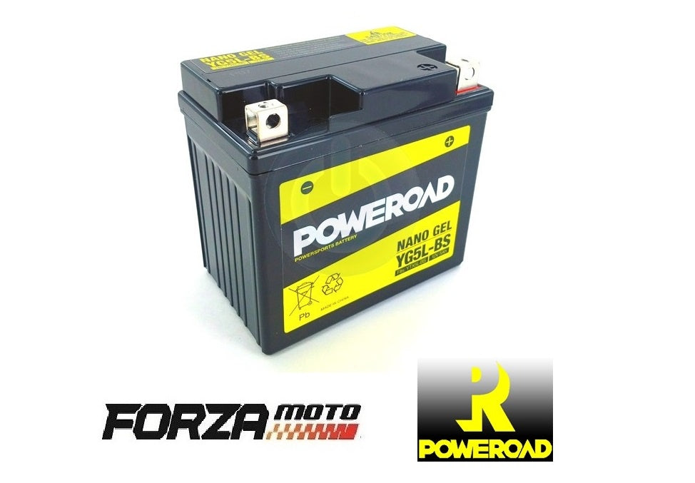 POWEROAD Nano Gel Motorcycle Battery - YG5L-BS (fits YTX5L-BS)