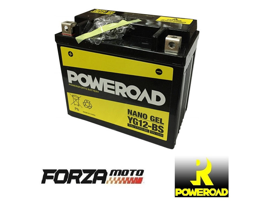 POWEROAD Nano Gel Motorcycle Battery - YG12-BS (fit YTX12-BS)