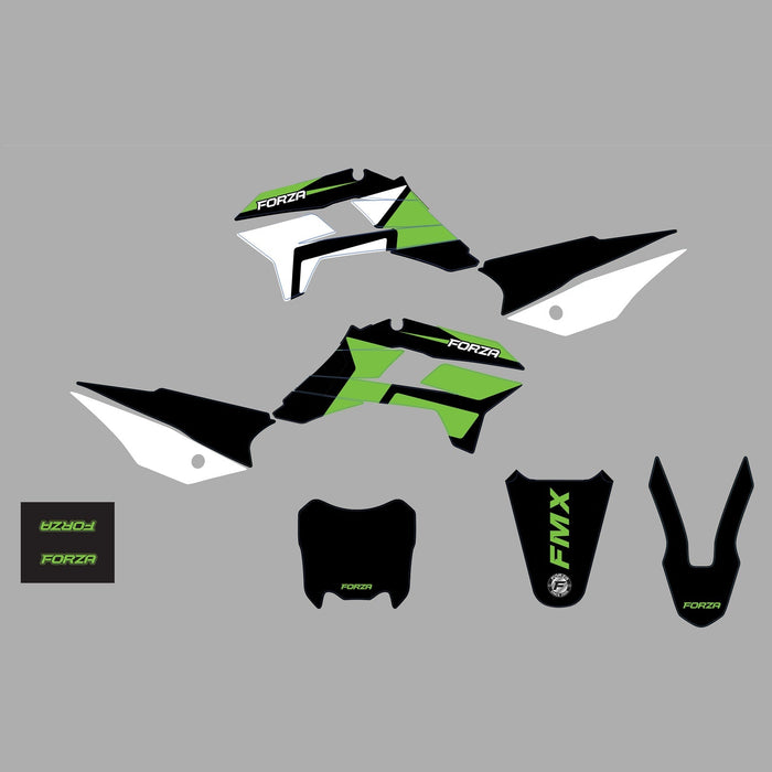 ** FORZA Aftermarket KRZ Style Plastic & Graphic Kit 2025 - Green Black